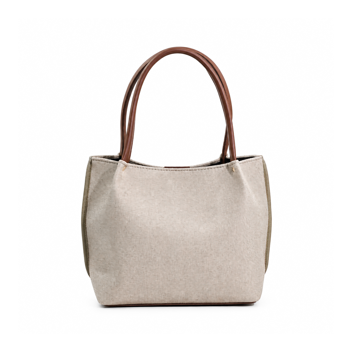 Daily Tote Canvas Bag - Premium Woven Fabric Beige & Brown