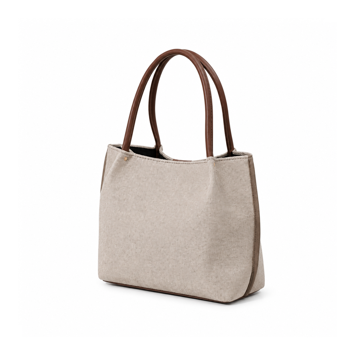 Daily Tote Canvas Bag - Premium Woven Fabric Beige & Brown