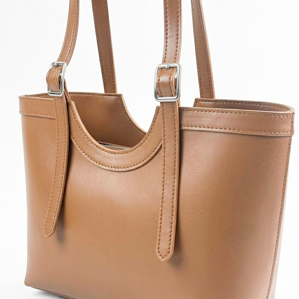 Caramel Curve Tote Bag Brown