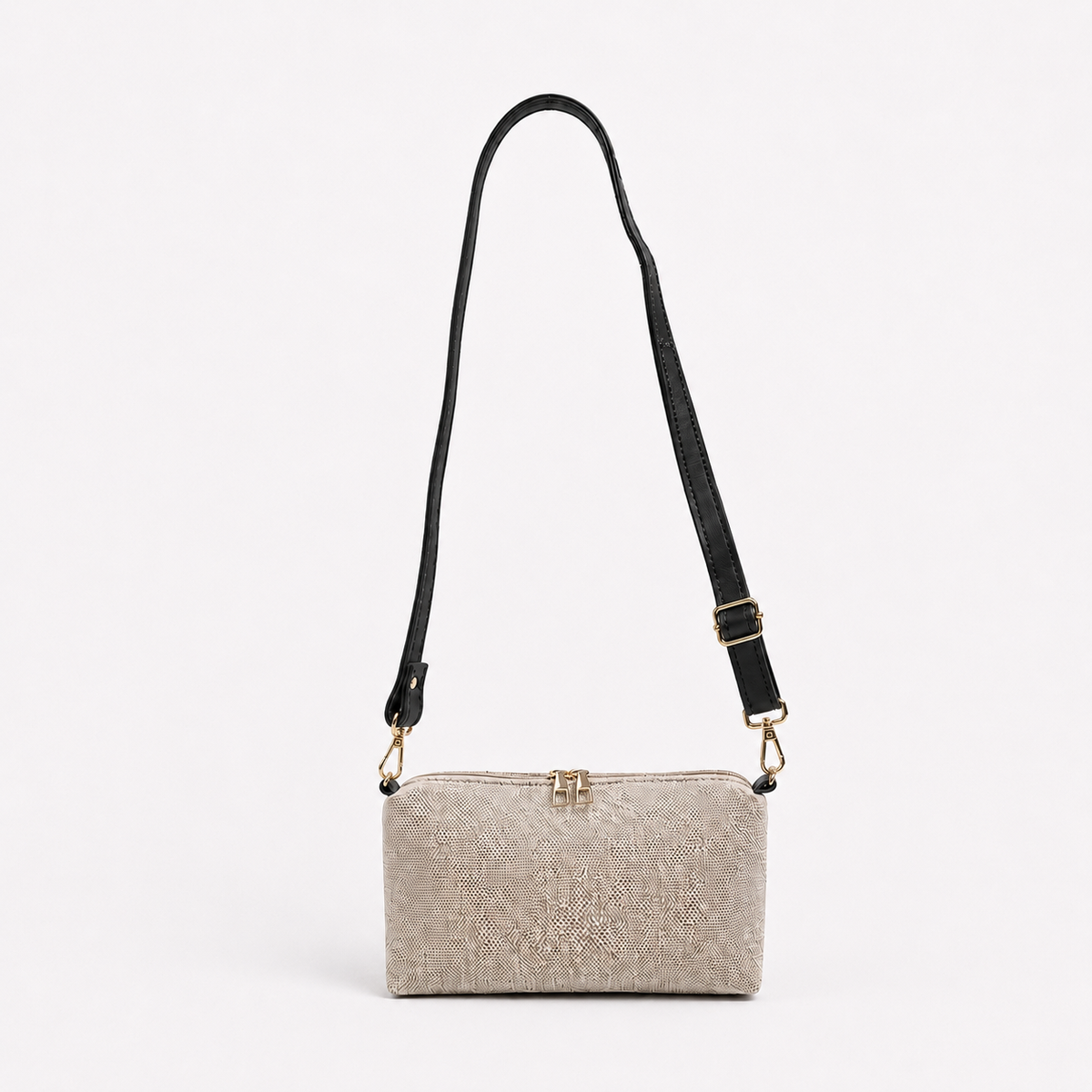 Canvas Classic Pouch Beige With Black Strap