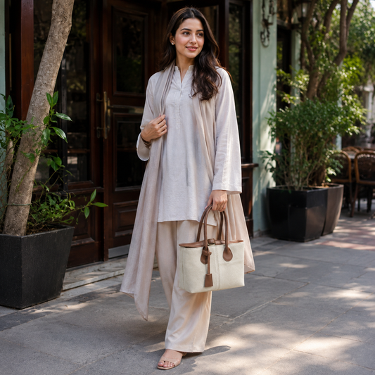 The Belted Canvas Beige