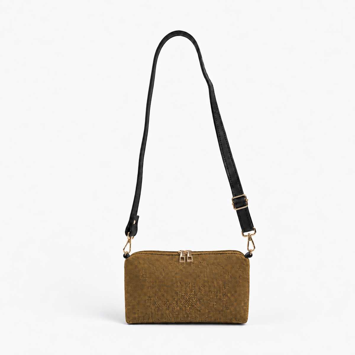 Canvas Classic Pouch Brown With Black Strap