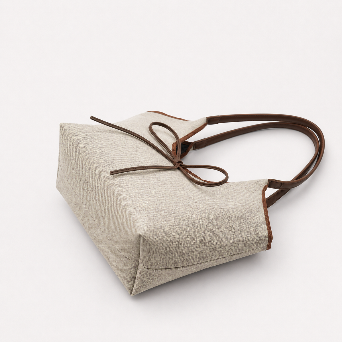 The Bow Canvas Beige Bag