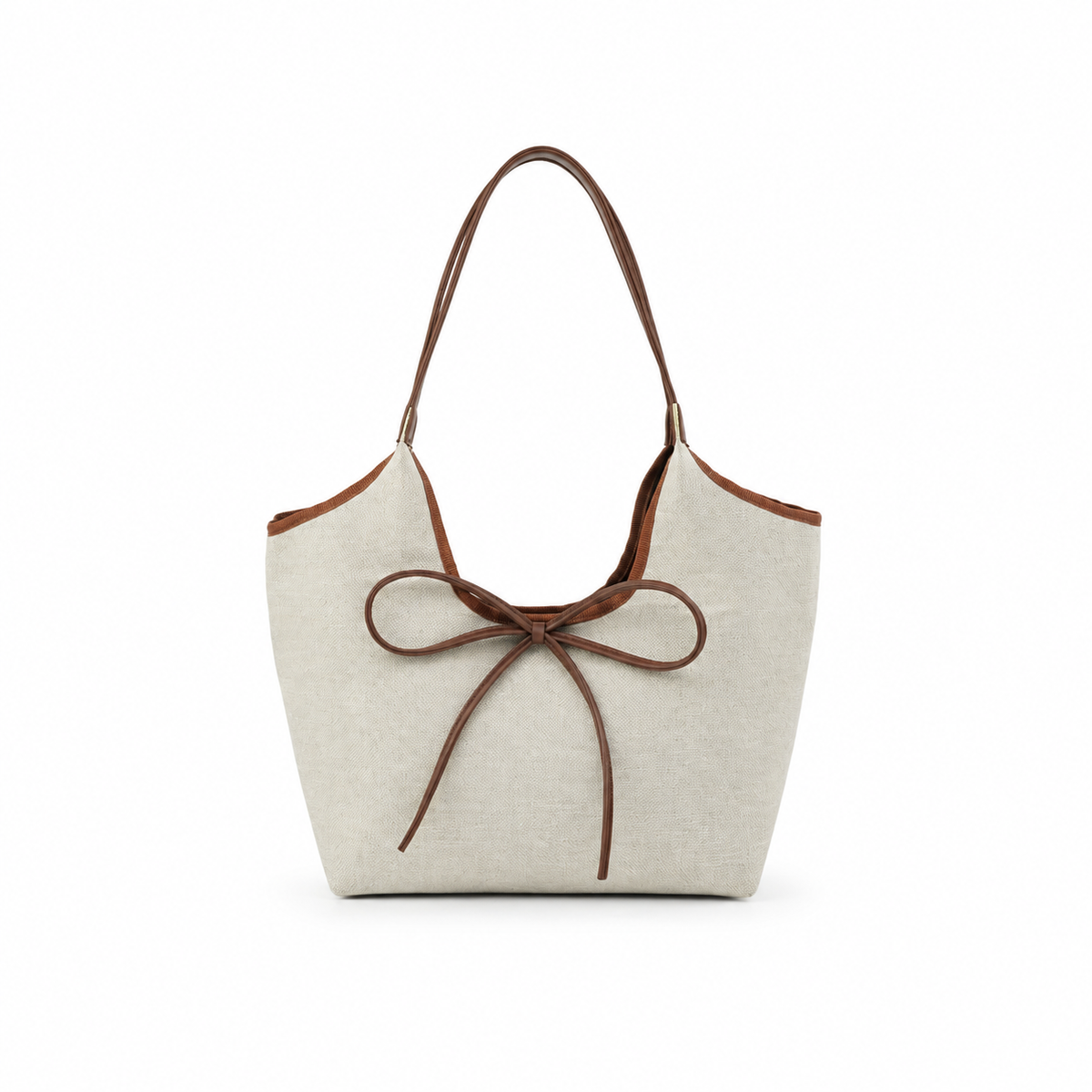 The Bow Canvas Beige Bag