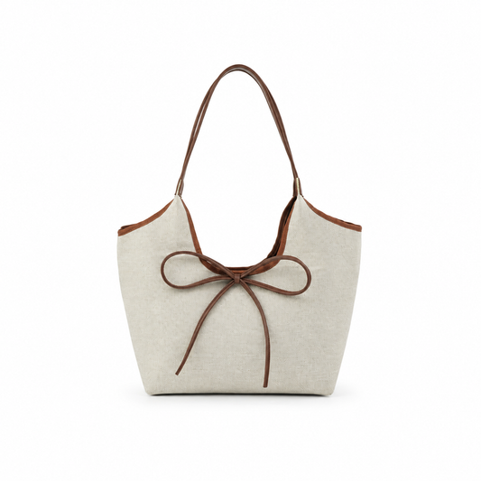 The Bow Canvas Beige Bag