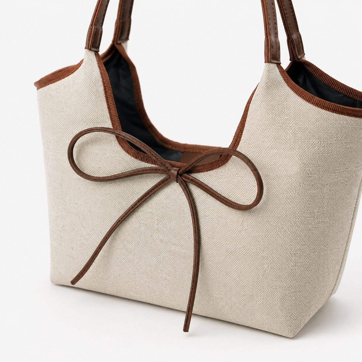 The Bow Canvas Beige Bag