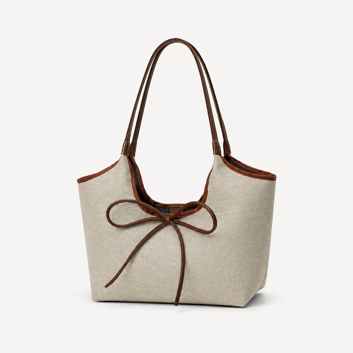 The Bow Canvas Beige Bag
